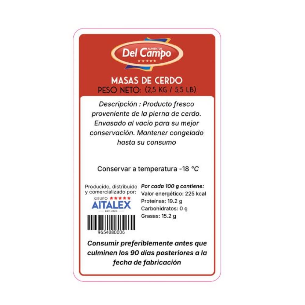 Masas de cerdo Alimentos del Campo (2.5 kg / 5.51 lb) - Miniatura 3