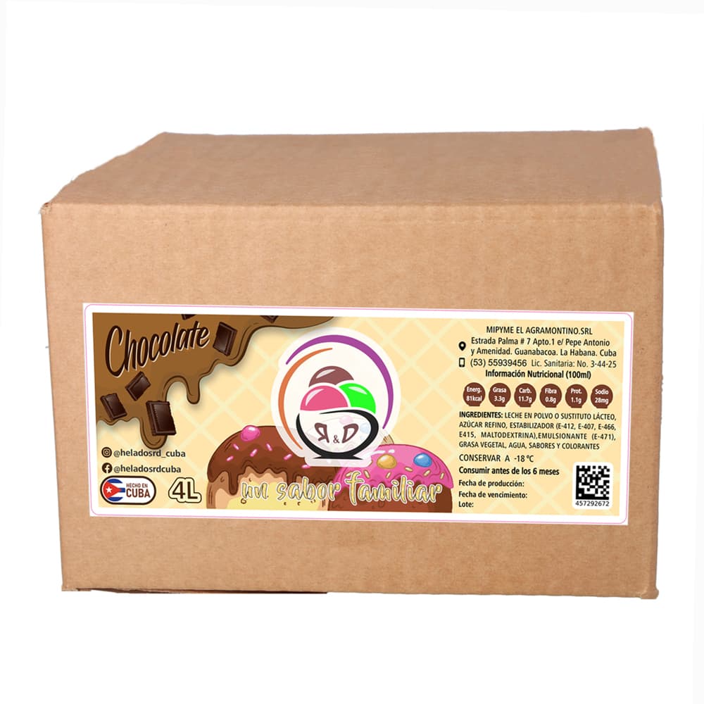 Helado sabor chocolate R&D (4 L) - Imagen 1
