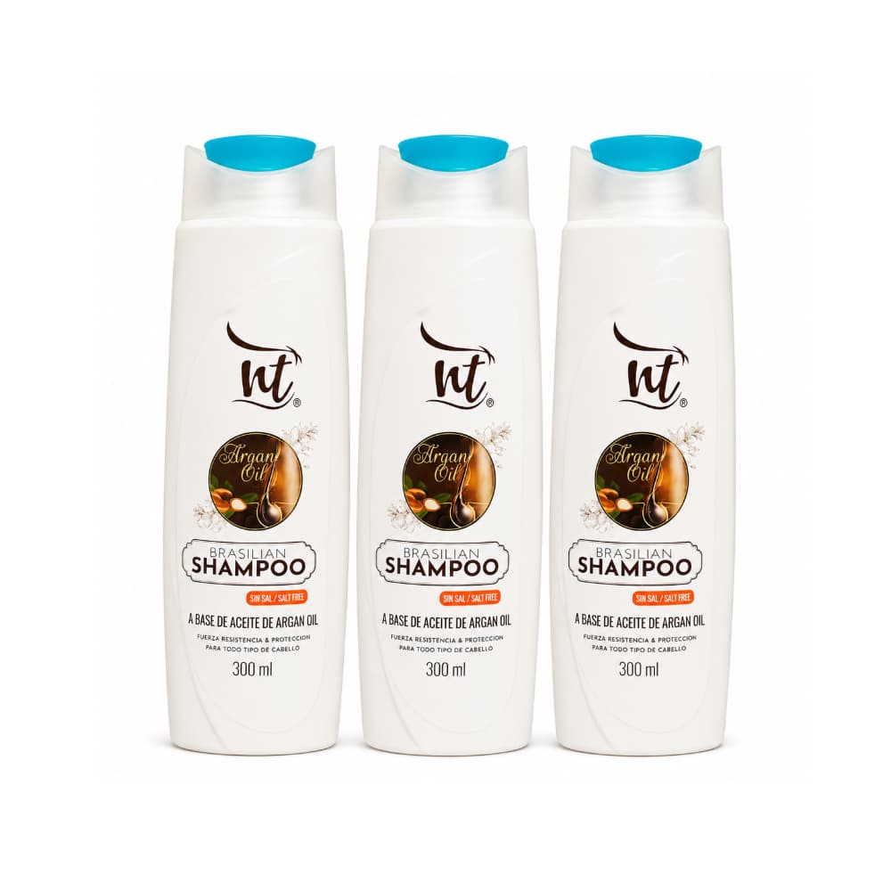 Champú brasileño a base de aceite de argan sin sal NT (3 x 300 ml / 10.58 fl.oz) - Miniatura 1