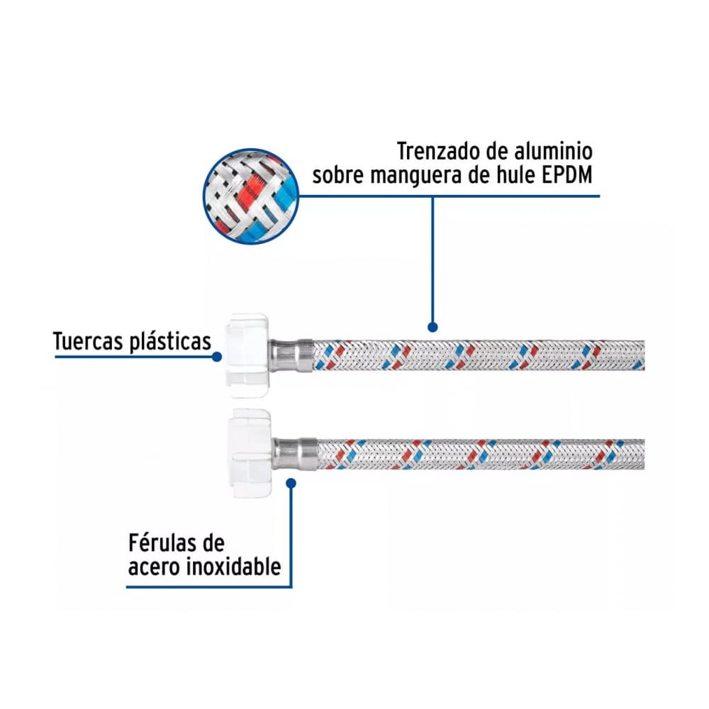 Latiguillo de 1/2 x 7/8 pulgada - manguera flexible de aluminio Foset - Miniatura 6