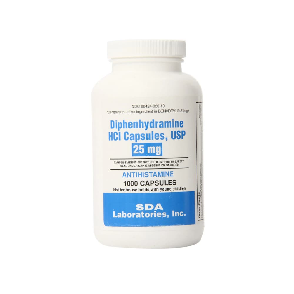 Clorhidrato de difenhidramina 25 mg SDA Laboratories, Inc (1000 cápsulas) - Miniatura 3