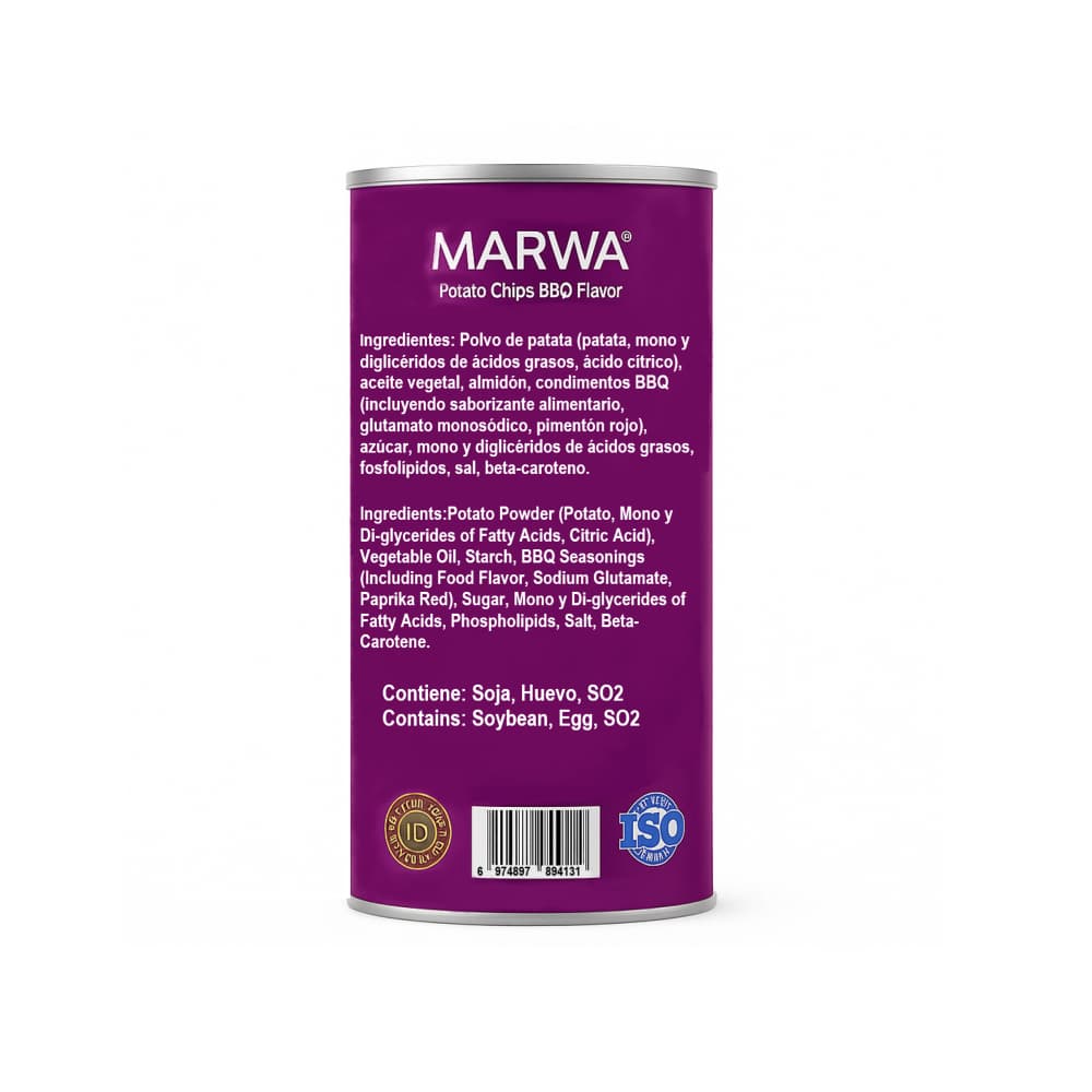 Chips de patata naturales sabor barbacoa MARWA (100 g / 3.5 oz) - Miniatura 2