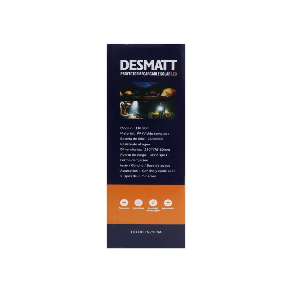 Lámpara recargable LED 200 W Desmatt LRF288 - Miniatura 4
