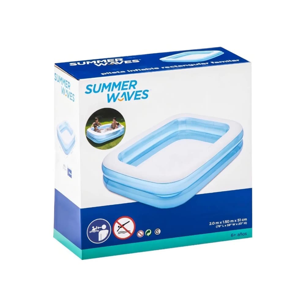 Piscina inflable rectangular familiar transparente 200 cm x 150 cm Summer Waves - Miniatura 3