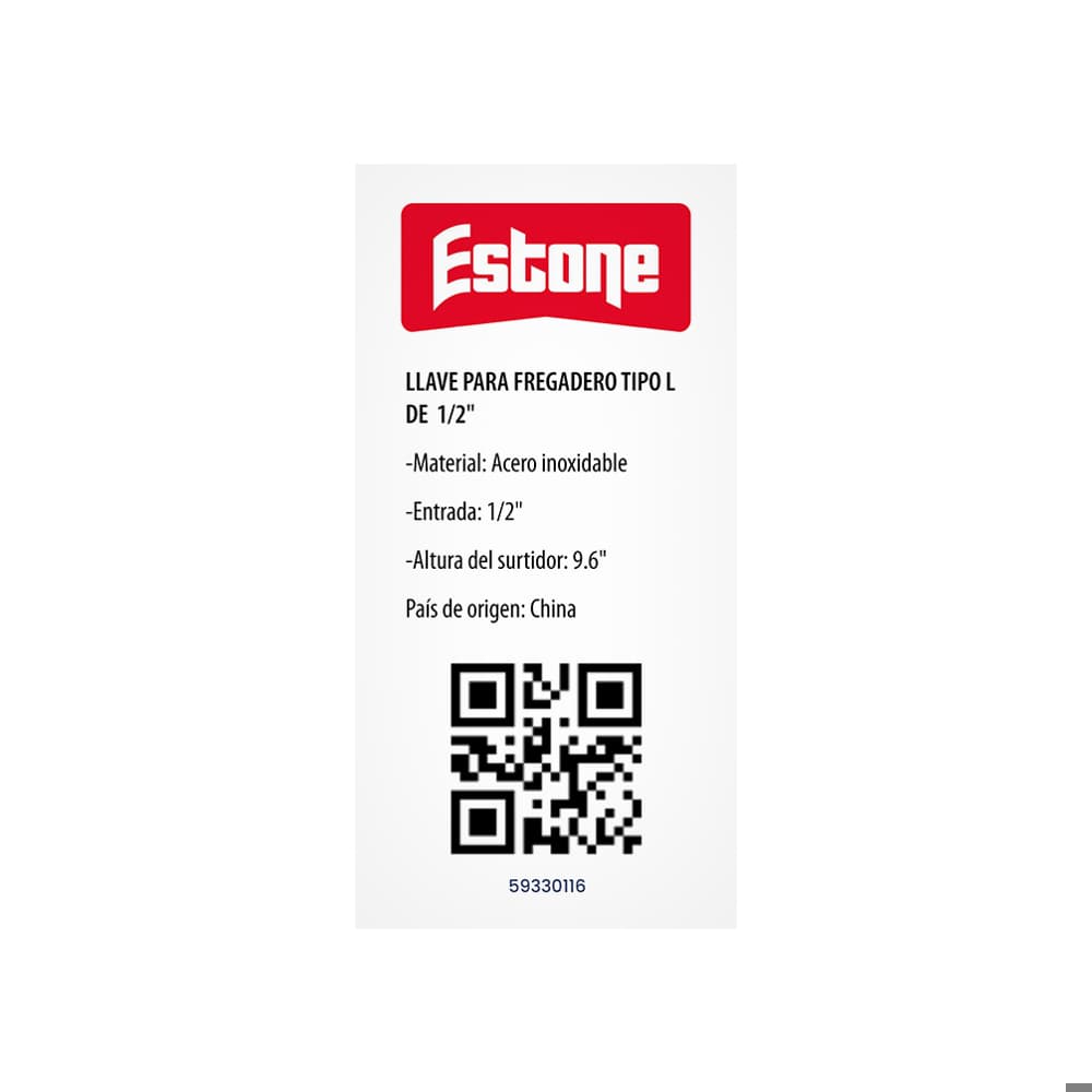 Llave para fregadero tipo L de 1/2" Estone - Miniatura 4