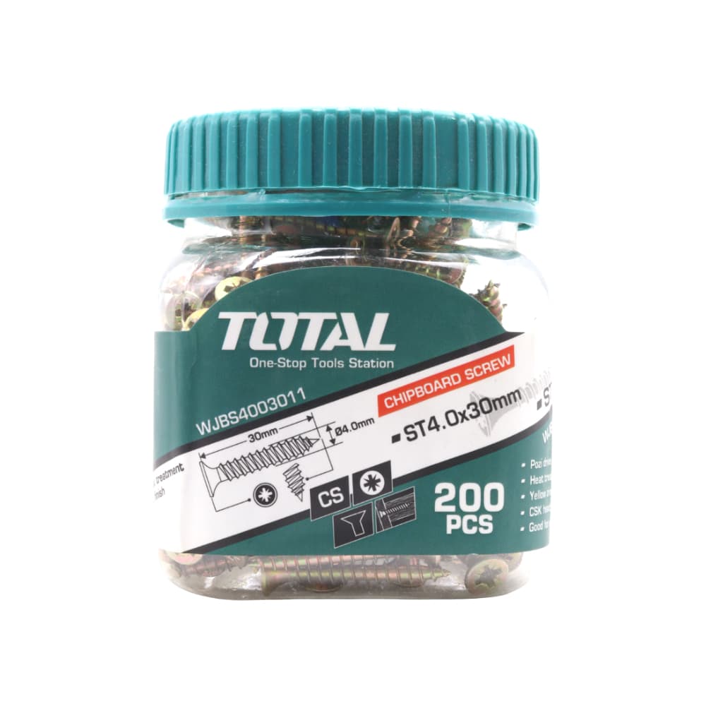 Tornillo 4 x 30 mm para cartón madera Total Tools WJBS4003011 (200 U) - Imagen 1