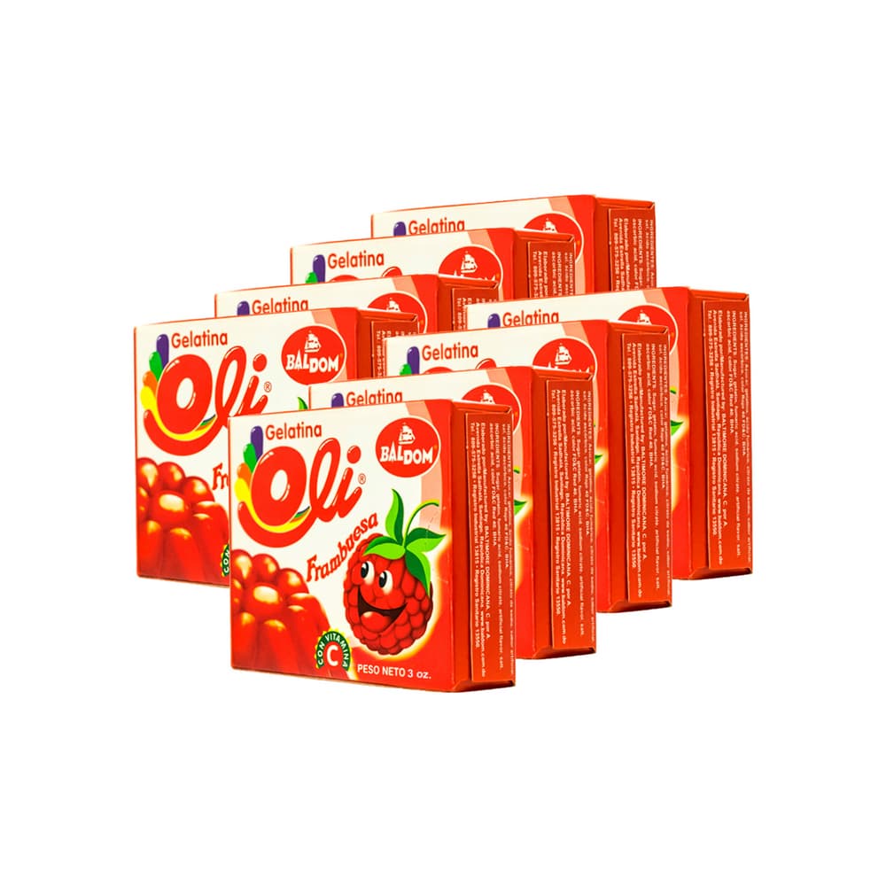 Gelatina sabor frambuesa Oli (8 x 85 g / 3 oz) - Miniatura 1