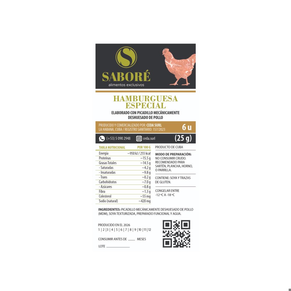 Hamburguesas de pollo Saboré (6 x 100 g / 3.52 oz) - Miniatura 2