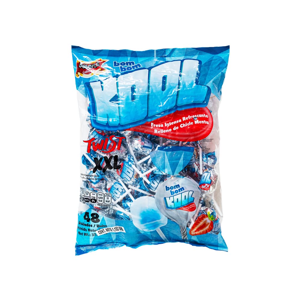 Chupa chupas de fresa con doble chicle sabor menta XXL Confites Venus (1.15 kg / 2.54 lb) - Miniatura 1
