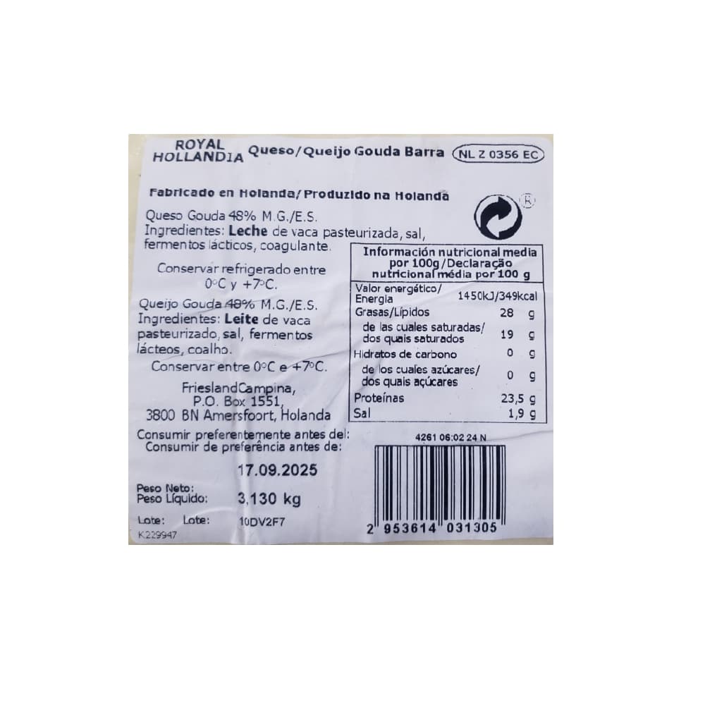 Queso gouda Royal Hollandia (3.13 kg / 6.9 lb) - Miniatura 2