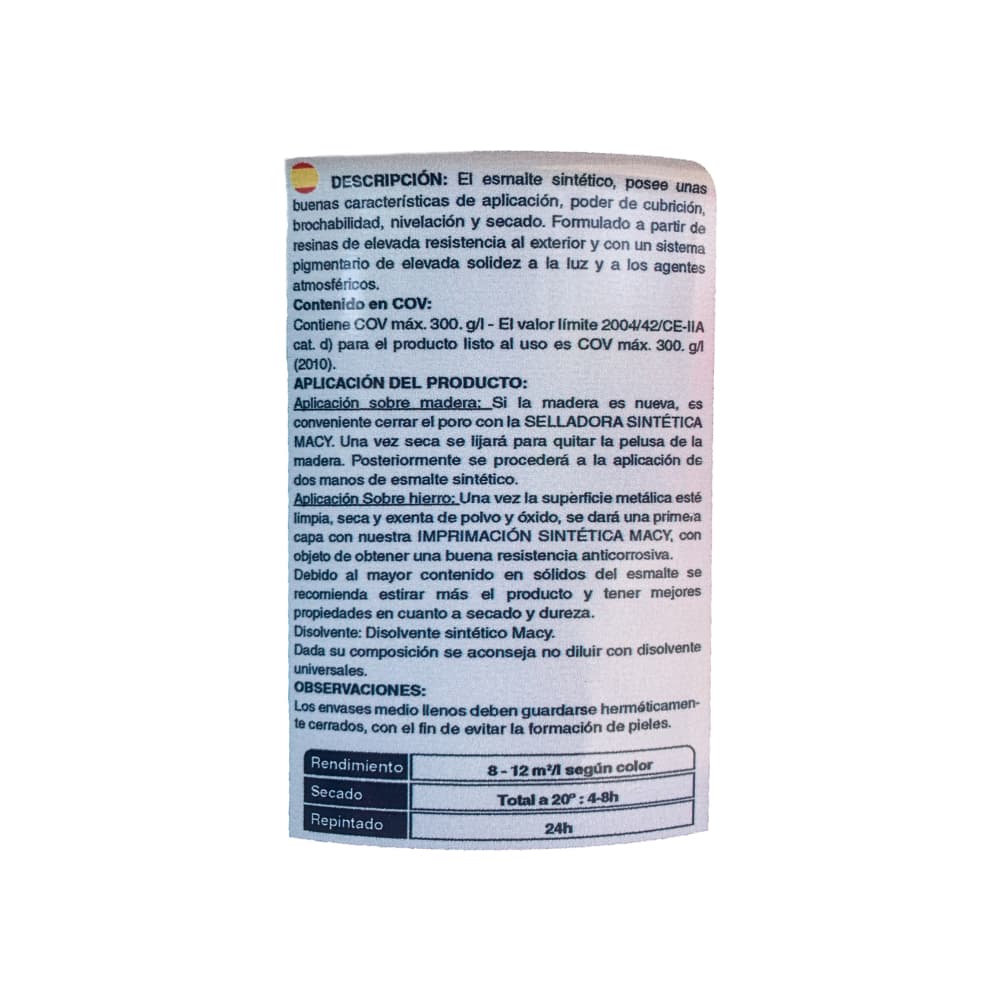 Esmalte sintético multisuperficies interior y exterior base disolvente color blanco brillo Macy (4 L) - Miniatura 3