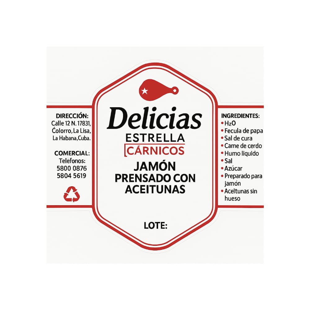 Jamón prensado con aceitunas Delicias Estrella (2.7 kg / 5.95 lb) - Miniatura 2