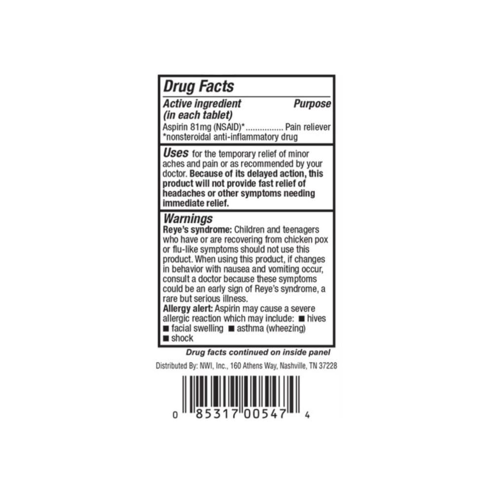 Aspirina. Ácido acetilsalicílico 81 mg CAREALL (120 tabletas) - Miniatura 4