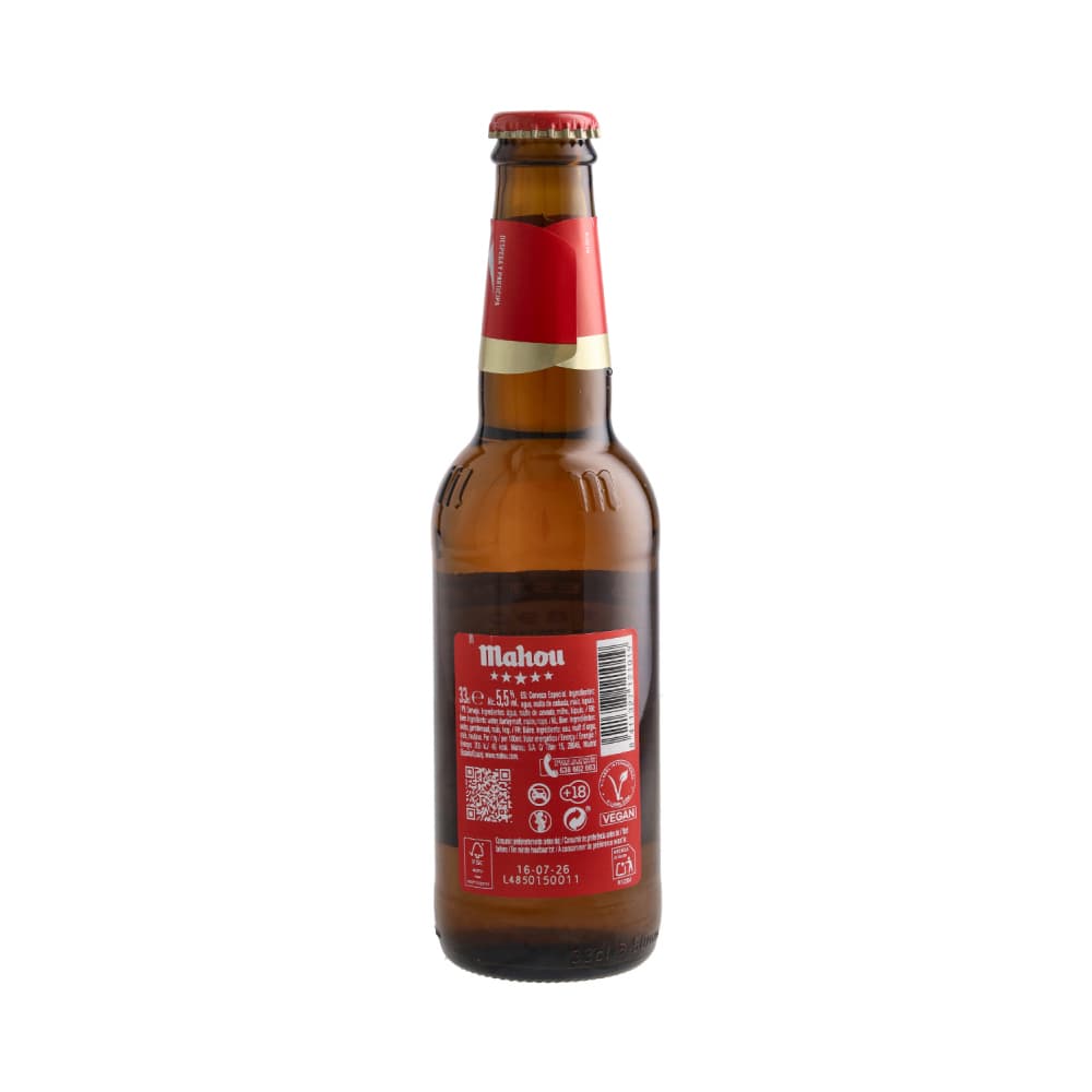 Cerveza de botella Cinco Estrellas Mahou (330 ml) - Miniatura 2