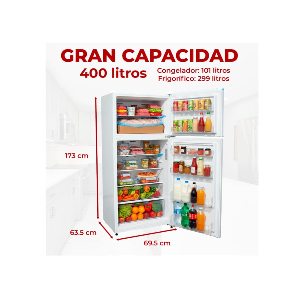 Refrigerador de 14.13 pies cúbicos blanco Eone LK-D400F - Miniatura 2