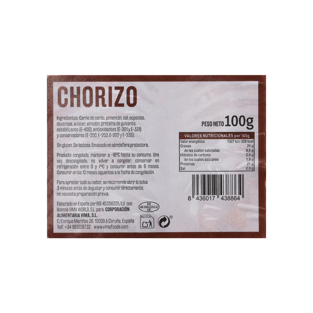 Chorizo en lonchas Vima Foods (100 g / 3.52 oz) - Miniatura 4