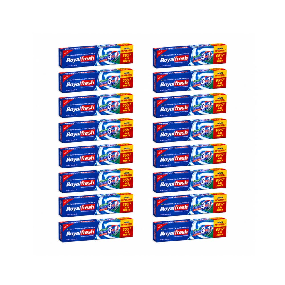 Pasta dental anticaries 3 en 1 Extra-Menta Royalfresh (16 x 115 g / 4.05 oz) - Miniatura 1