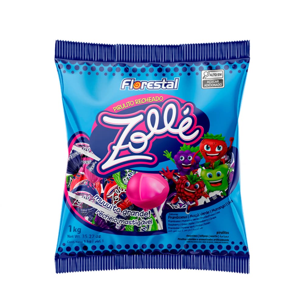 Paquete de chupa chupa relleno de chicle Florestal (1 kg / 2.20 lb) - Imagen 1