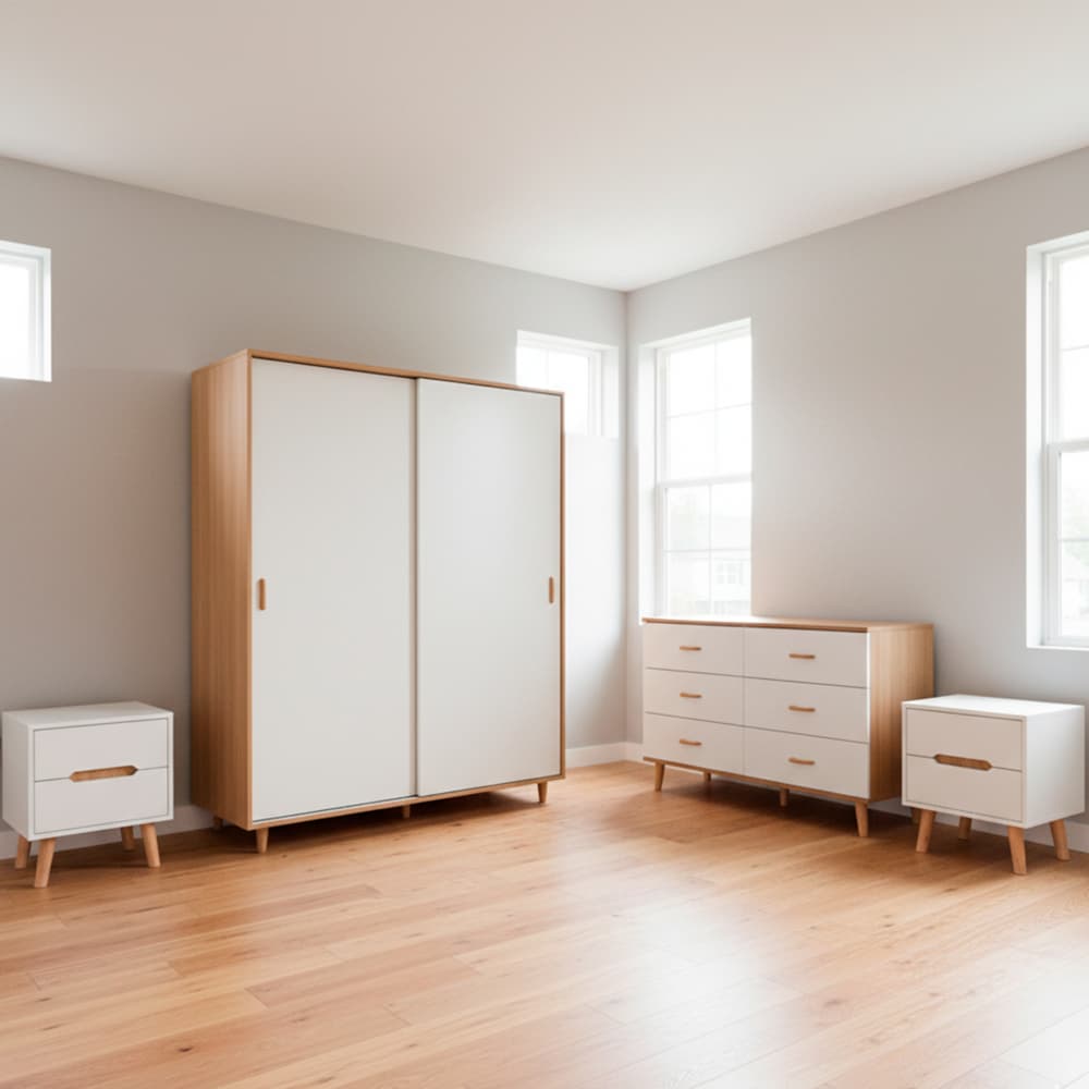 Juego de cuarto #1 Sail: armario + gavetero tipo cómoda + 2 mesitas de noche - Miniatura 2