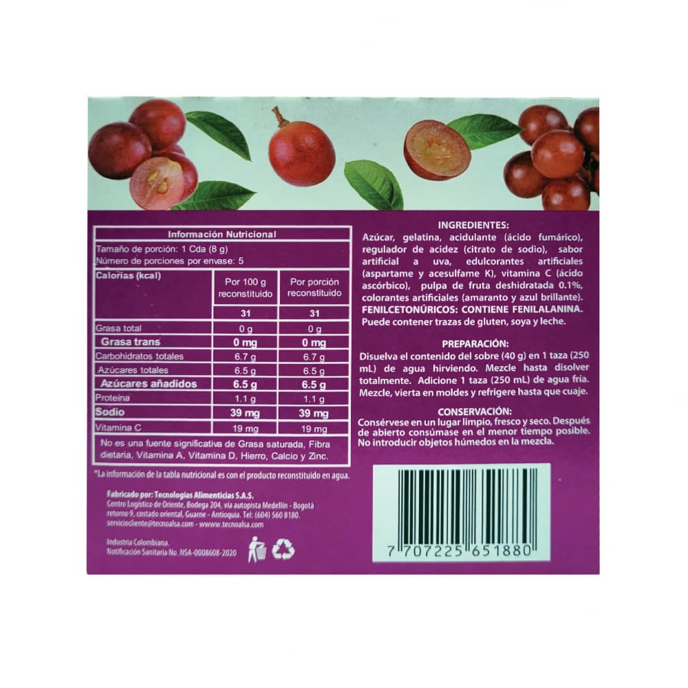 Gelatina sabor uva Boom (40 g / 1.41 oz) - Miniatura 3