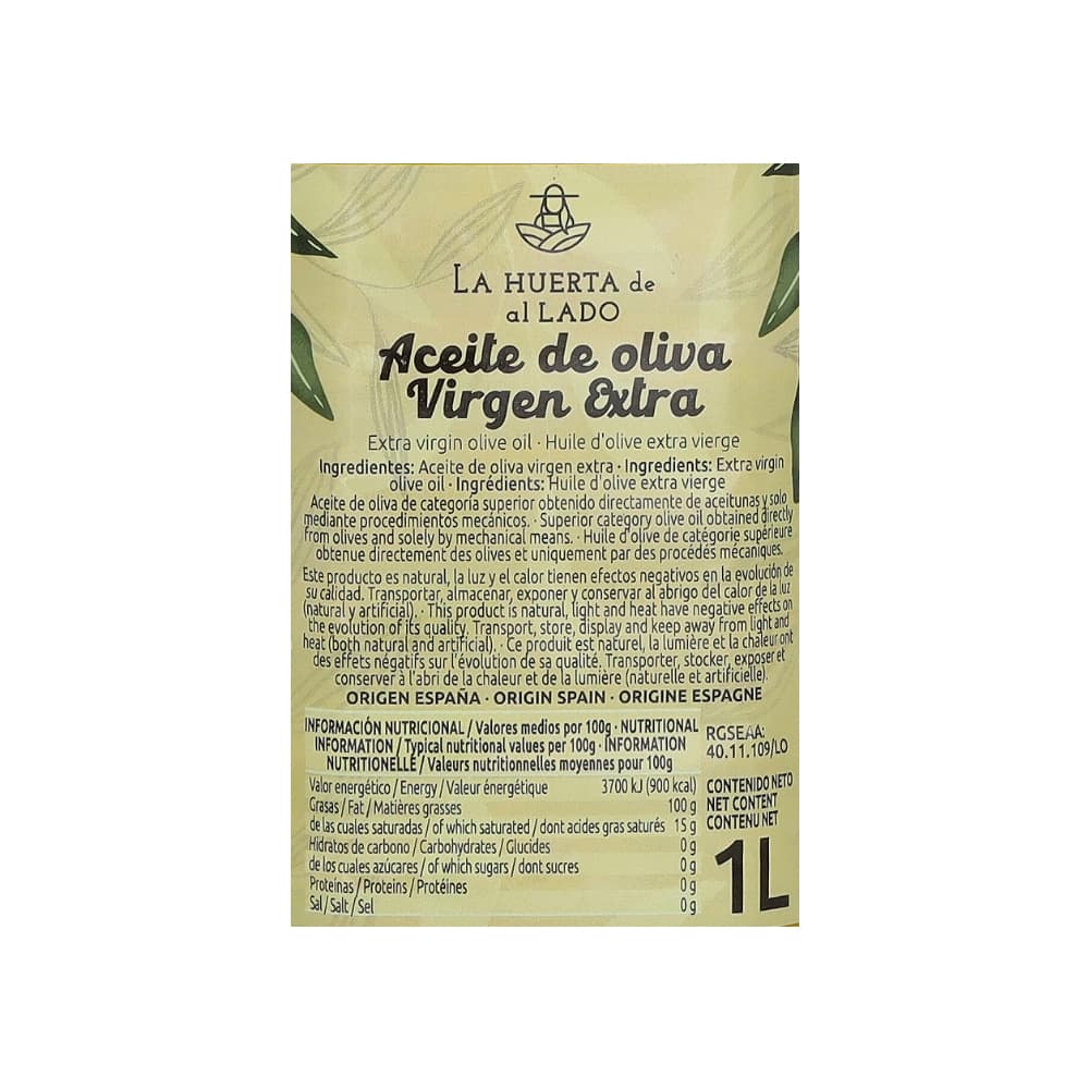 Aceite de oliva virgen extra La Huerta de al Lado (1 L) - Miniatura 4