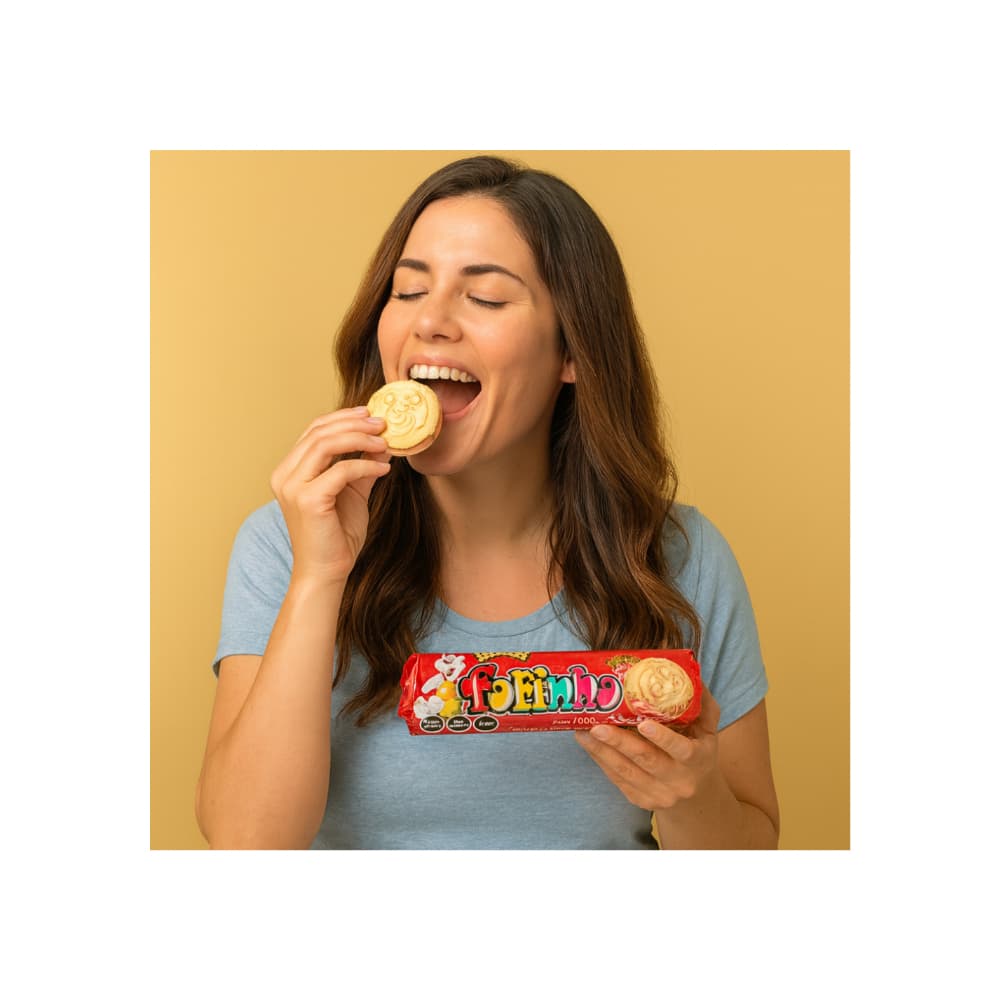 Galletas rellenas sabor frutilla Fofinho (3 x 110 g / 3.9 oz) - Miniatura 3