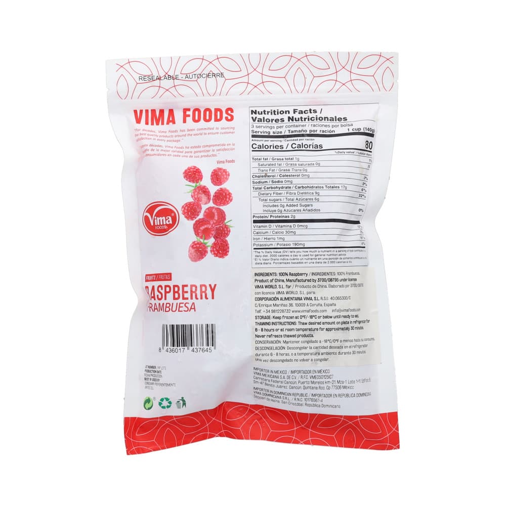 Frambuesas congeladas Vima Foods (450 g / 15.8 oz) - Miniatura 2