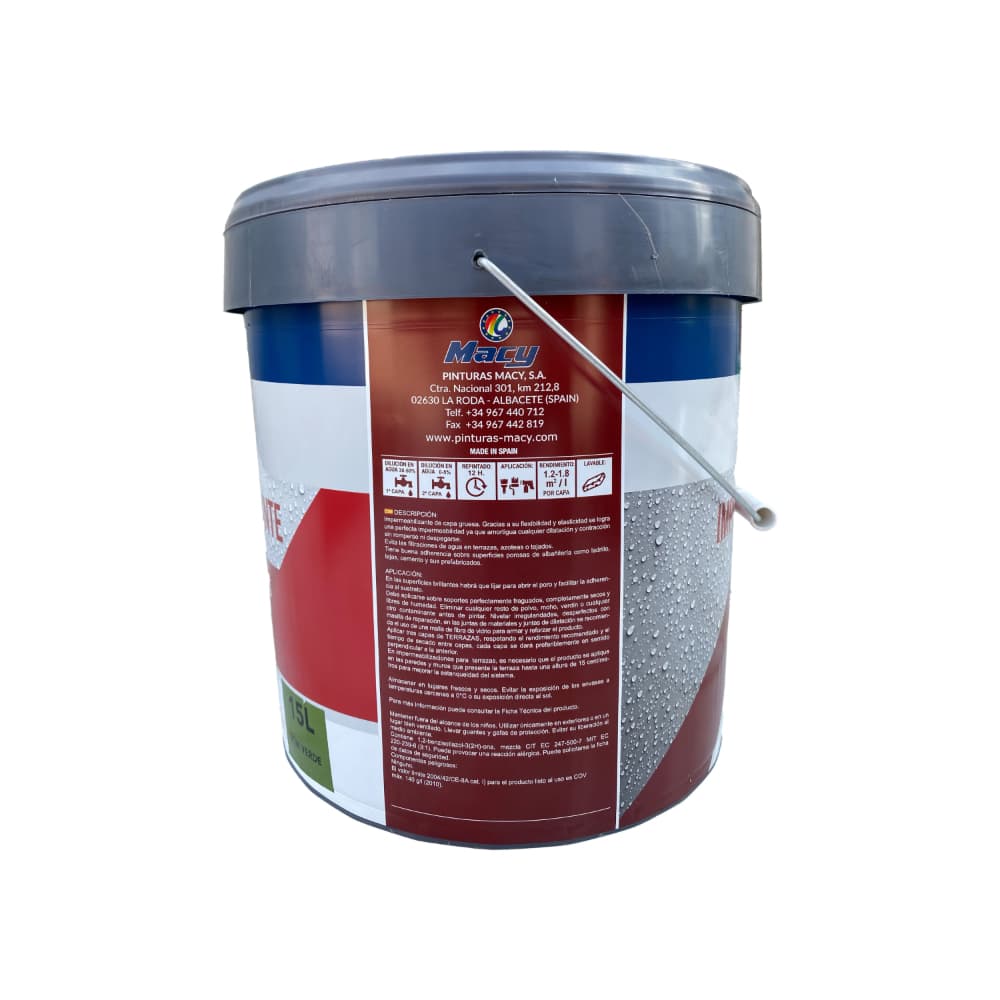 Impermeabilizante acrílico elástico color verde Macy (15 L) - Miniatura 4