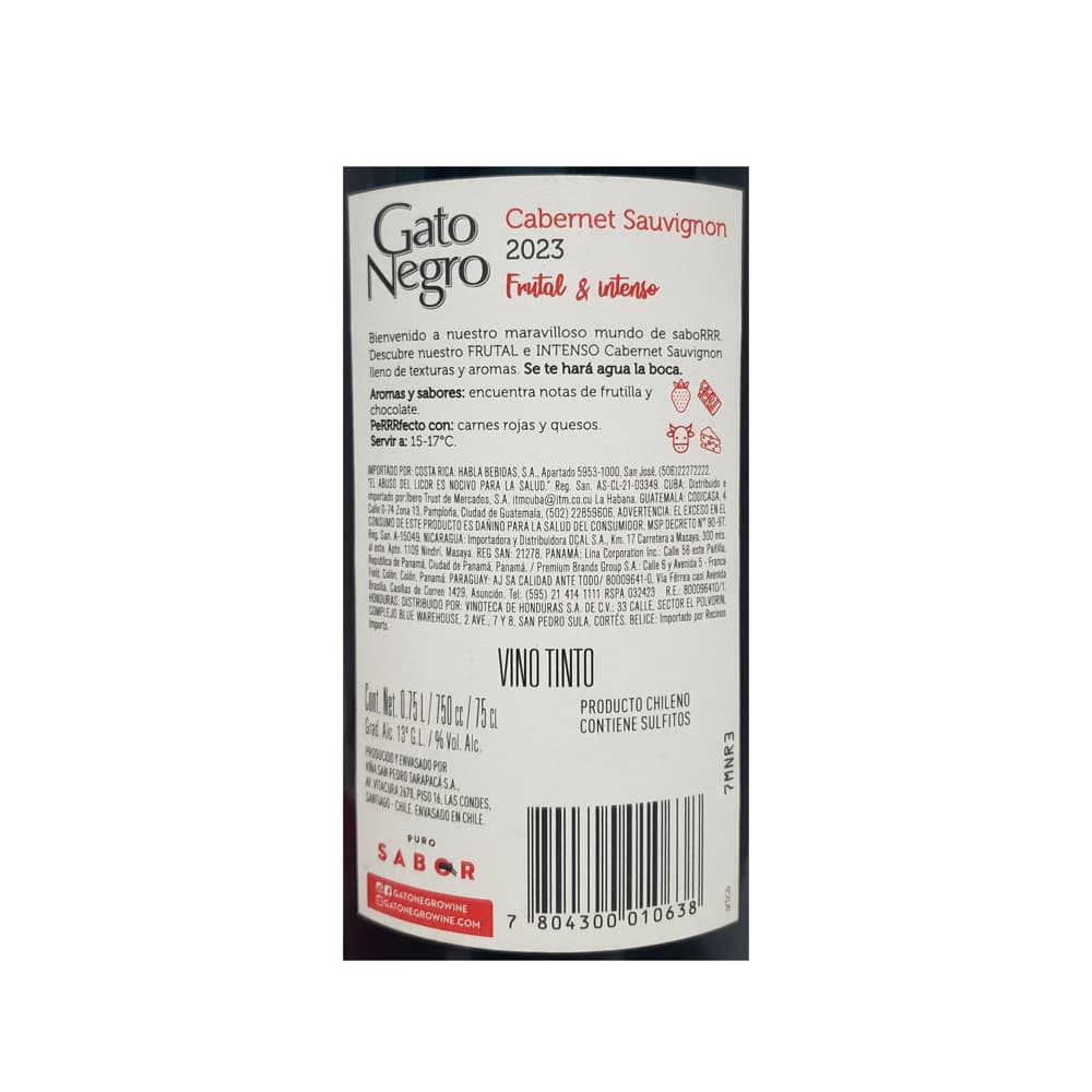 Vino tinto Cabernet Sauvignon Gato Negro (750 ml) - Miniatura 3