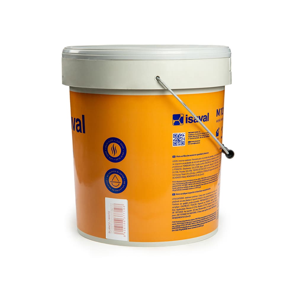 Pintura acrilica interior y exterior color blanco M - 10 extra Isaval (15 L) - Miniatura 2