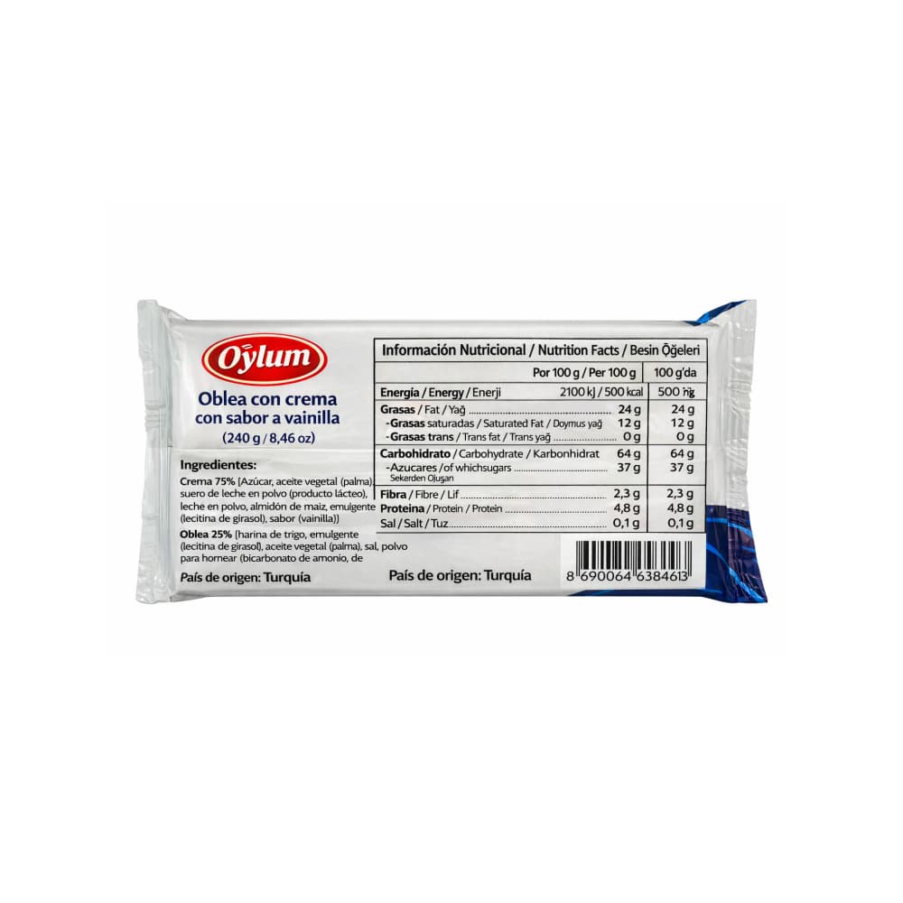 Obleas con crema sabor vainilla Oylum (240 g / 8.46 oz) - Miniatura 2