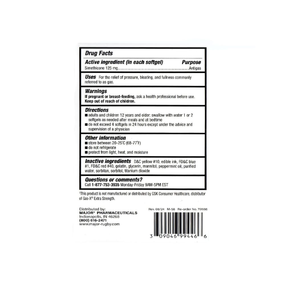 Simeticona 125 mg alivio de gas extrafuerte Major (30 cápsulas blandas) - Miniatura 2