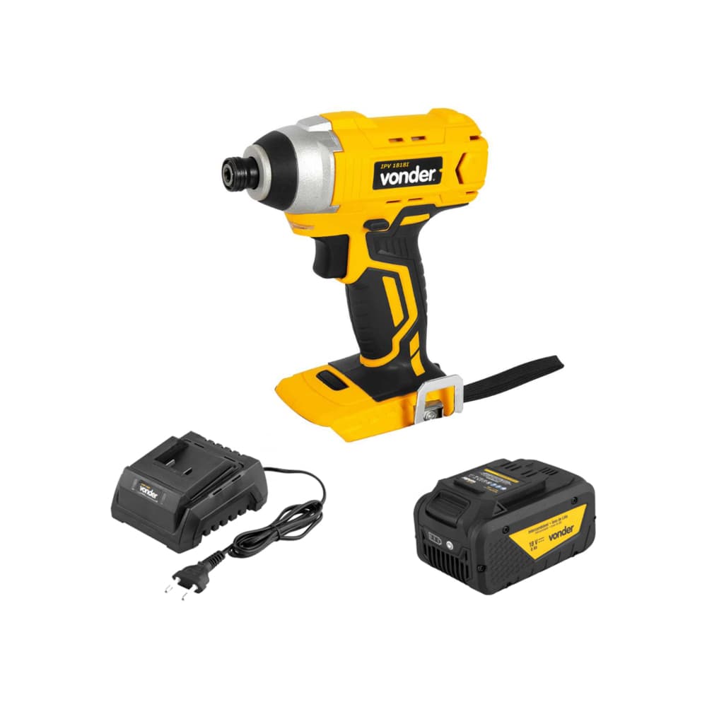 Destornillador - Atornillador de impacto mandril 1/4'' IPV1818I + Batería 18 V 8 Ah IBV 1880 + Cargador de baterías 18 V carga convencional ICBV 1805 Vonder - Imagen 1