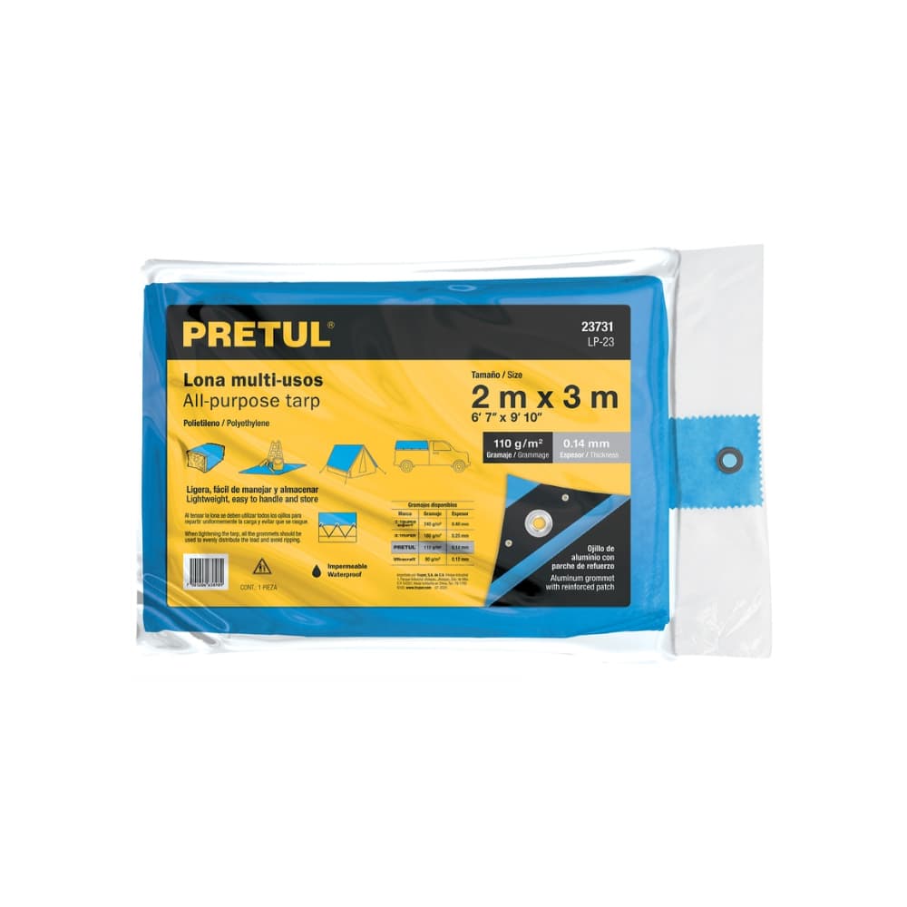 Lona de polietileno color azul y gris de 2 m x 3 m Pretul LP-23 - Miniatura 2