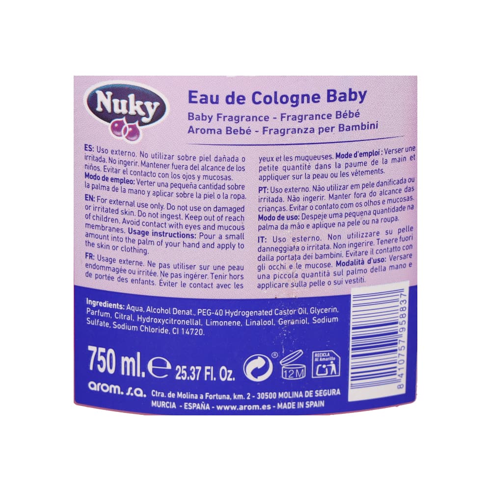 Agua de colonia para bebé Nuky (750 ml) - Miniatura 7