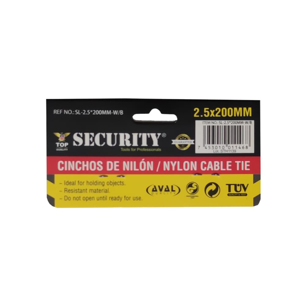 Bolsa de 100 zunchos plásticos - Bridas - de 2.5 mm x 200 mm Security - Miniatura 7