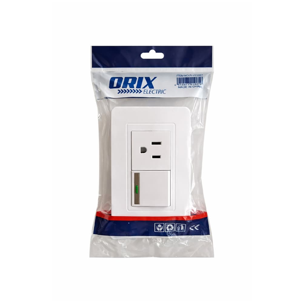 Interruptor sencillo y tomacorriente con toma a tierra de 10A/125 V Orix - Miniatura 2