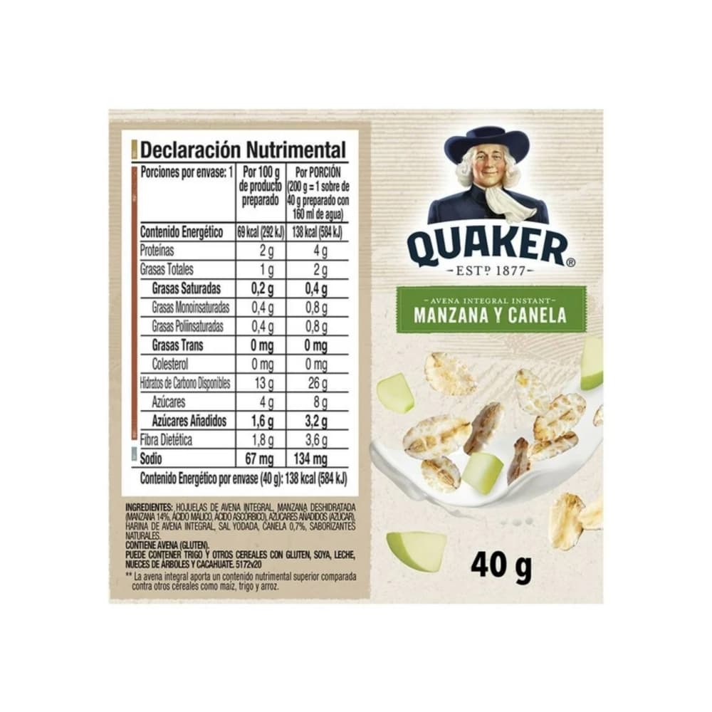 Combo de cereales de desayuno Quaker sabor manzana y canela (40 g / 1,41 oz) + chocoalmendra (40 g / 1,41 oz) - Miniatura 2