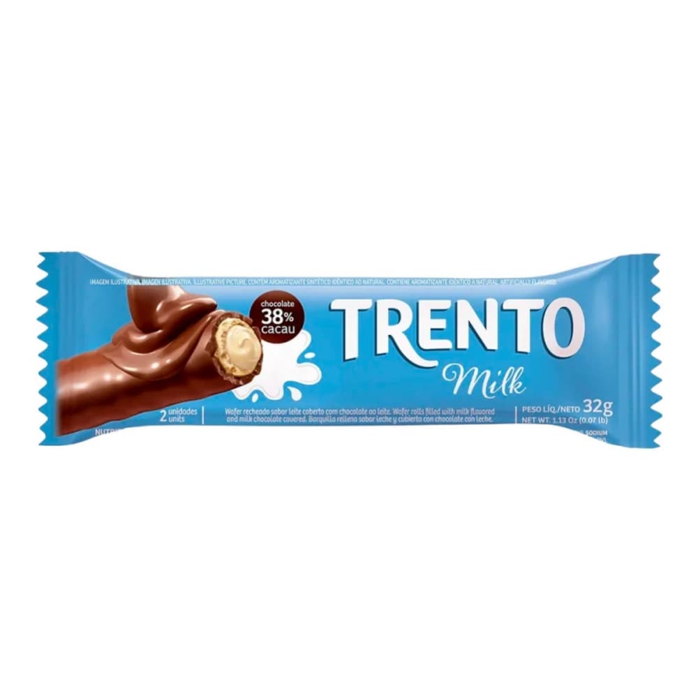 Barquilla rellena sabor leche y cubierta con chocolate con leche Trento (29 g / 1.02 oz) - Imagen 1