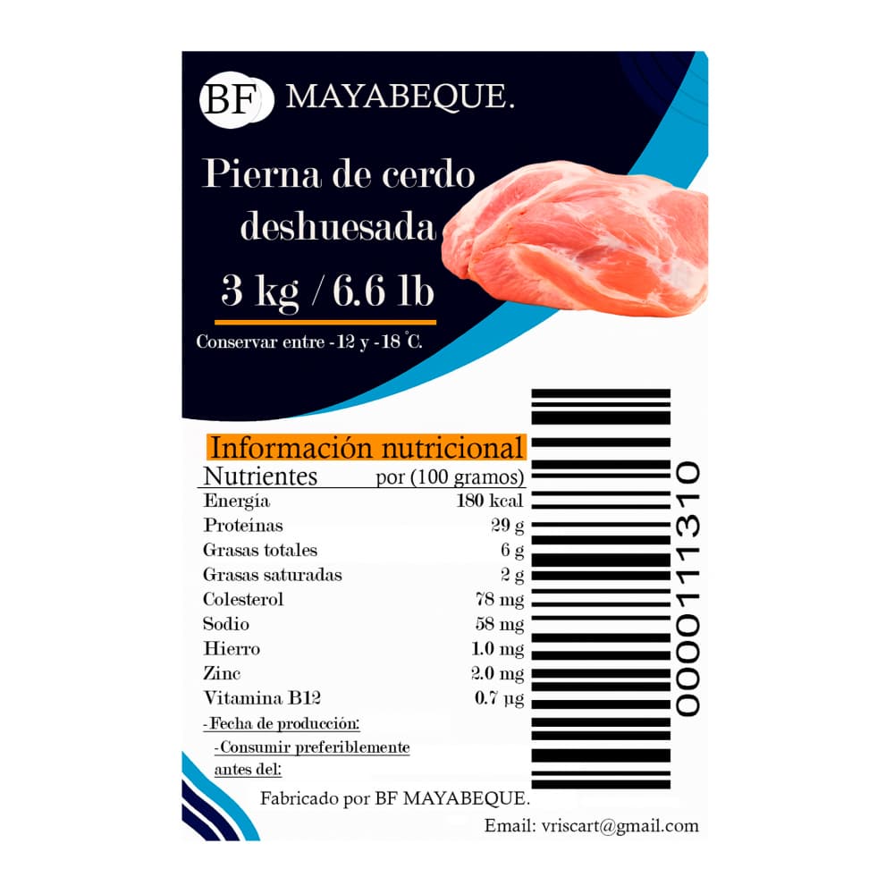 Pierna de cerdo deshuesada BF Mayabeque (3 kg / 6.6 lb) - Miniatura 2