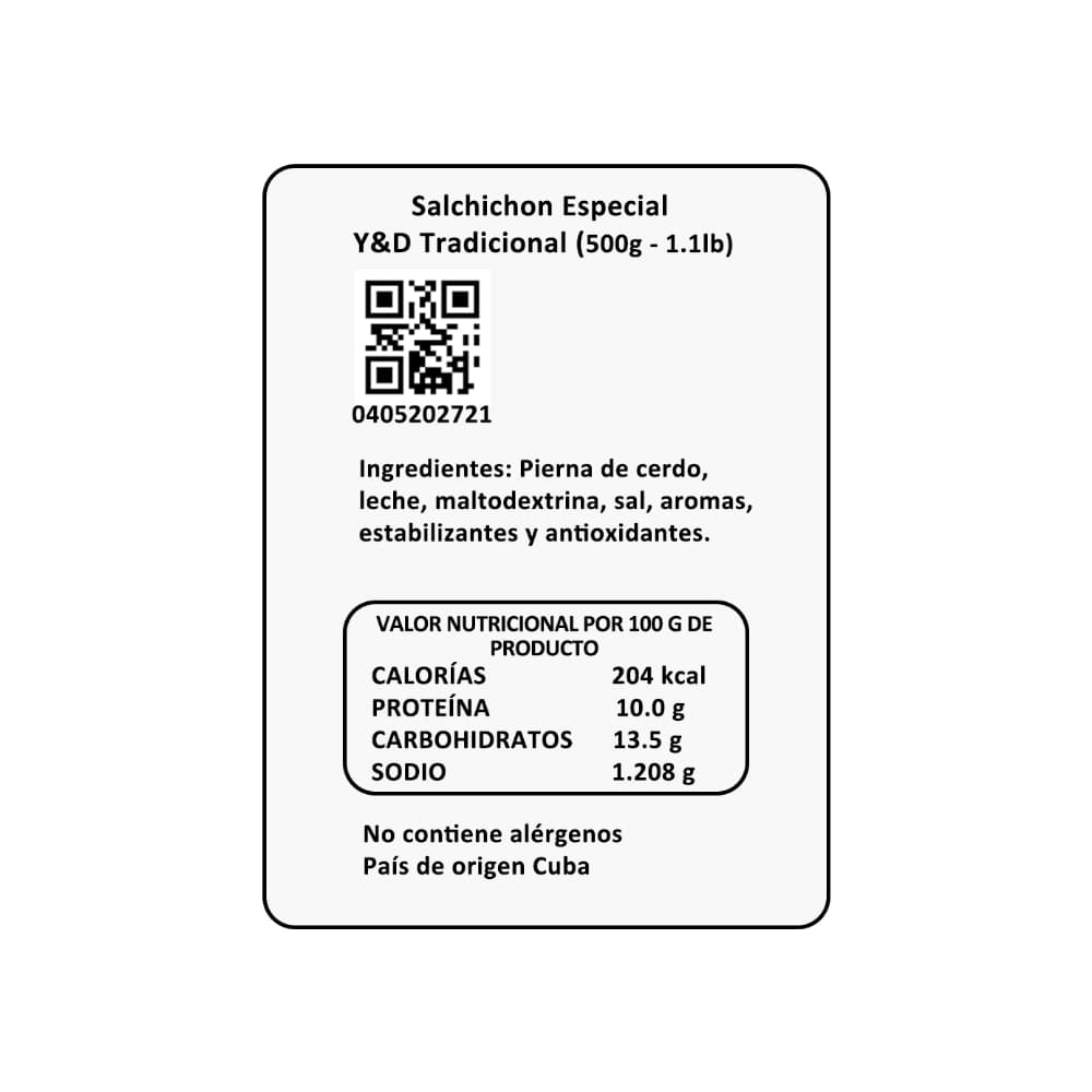 Salchichón especial tradicional Y&D (500 g / 1.1 lb) - Miniatura 3