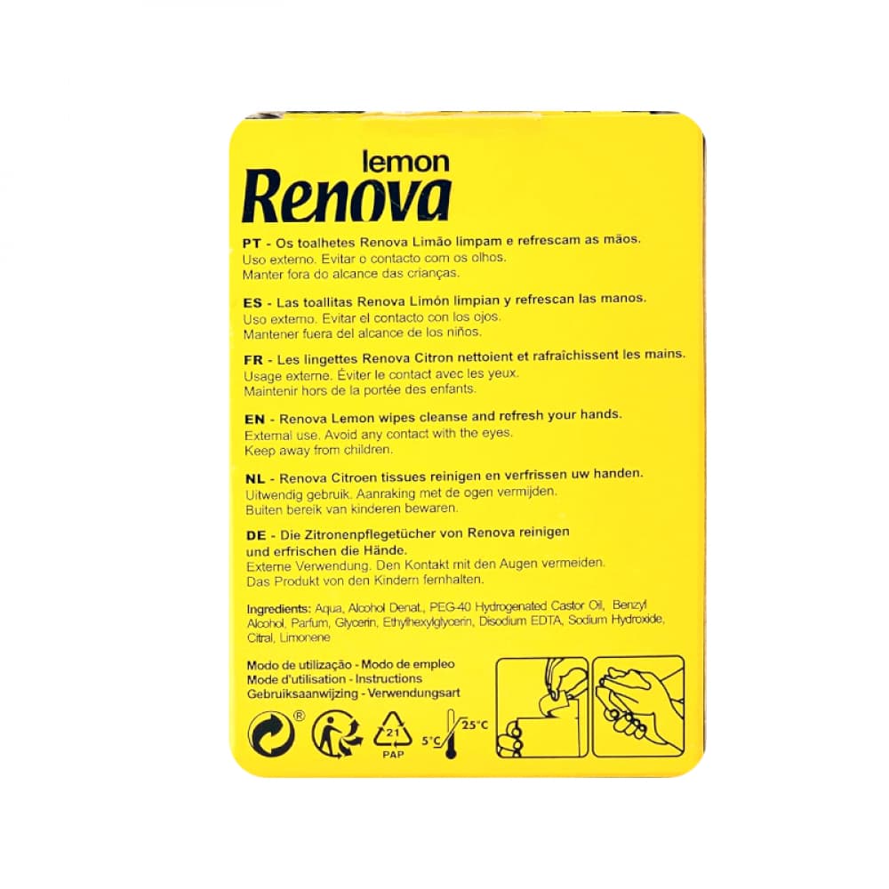 Toallitas refrescantes con aroma a limón Renova (20 U) - Miniatura 2