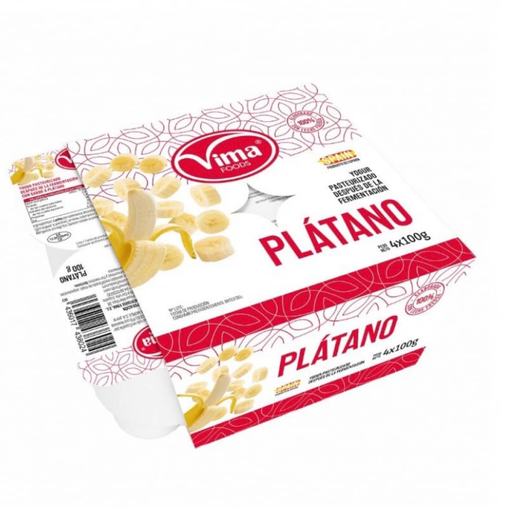 Yogurt sabor plátano Vima Foods (4 x 100 g / 3.52 oz) - Miniatura 4