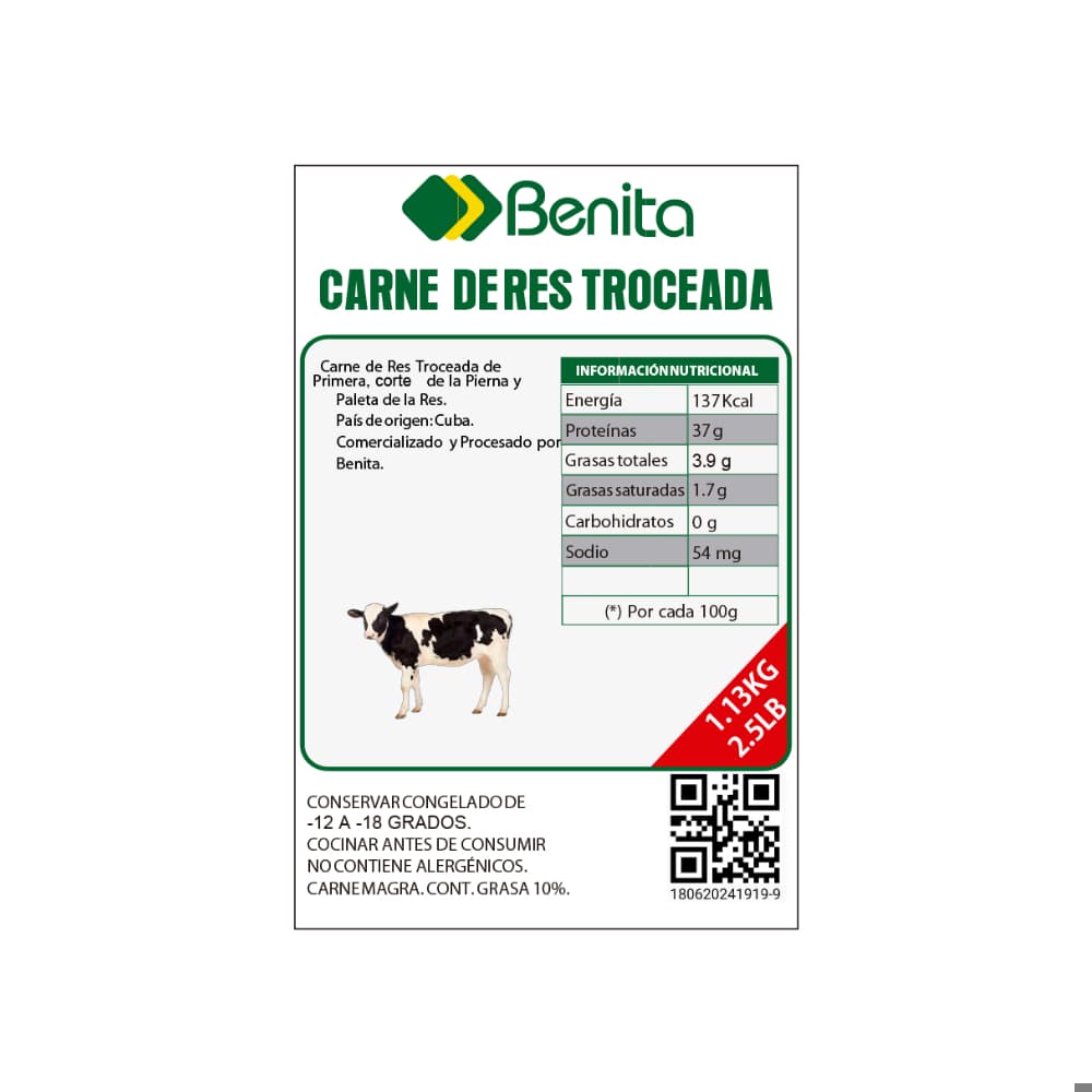 Carne de res troceada de primera Benita (1.13 kg / 2.5 lb) - Miniatura 2