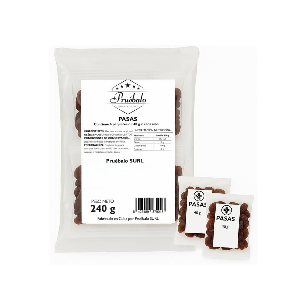 Uvas pasas Pruébalo (240 g / 8.46 oz) - Imagen 1