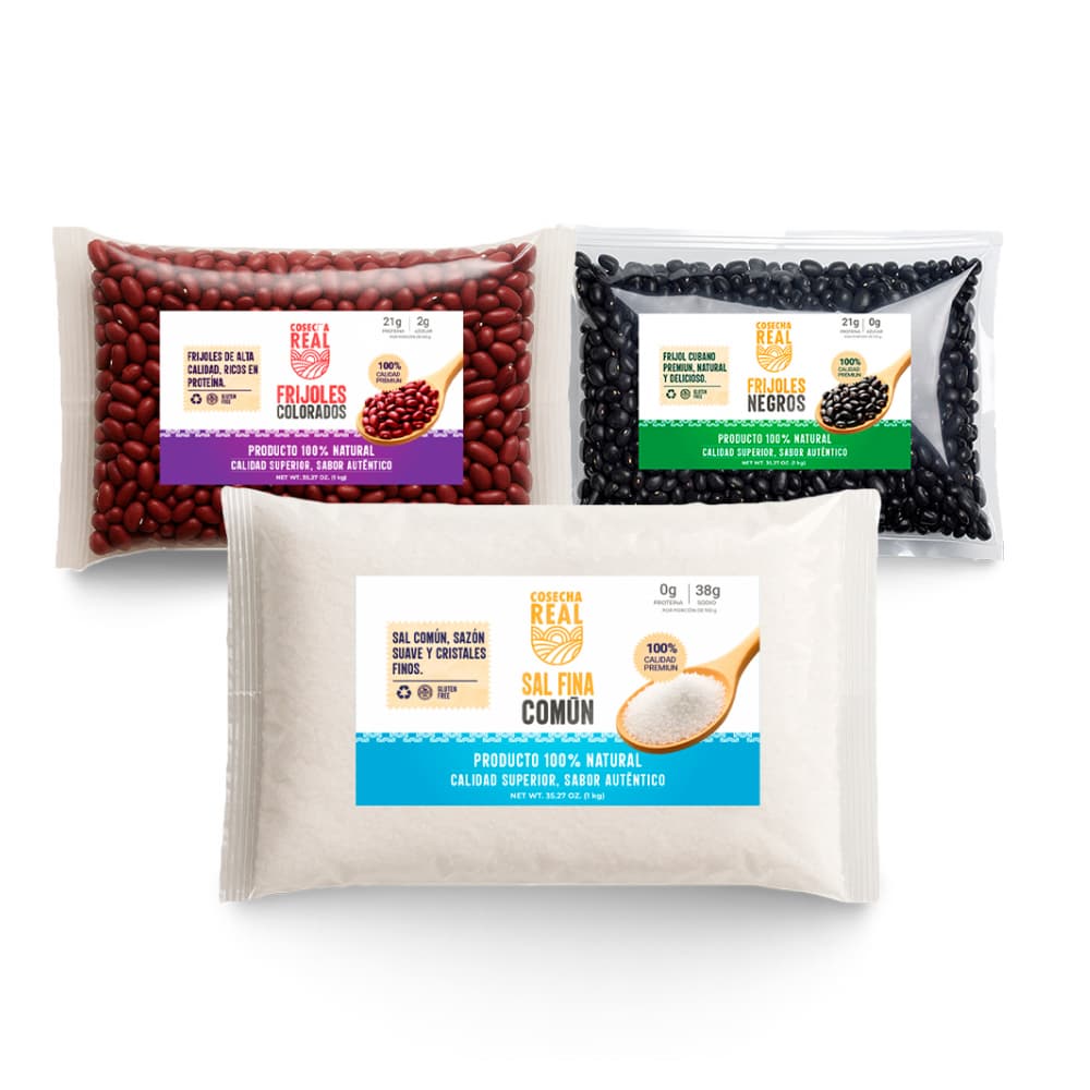 Combo todo en uno Cosecha Real #4: Sal fina común + Frijoles negros + Frijoles colorados - Imagen 1