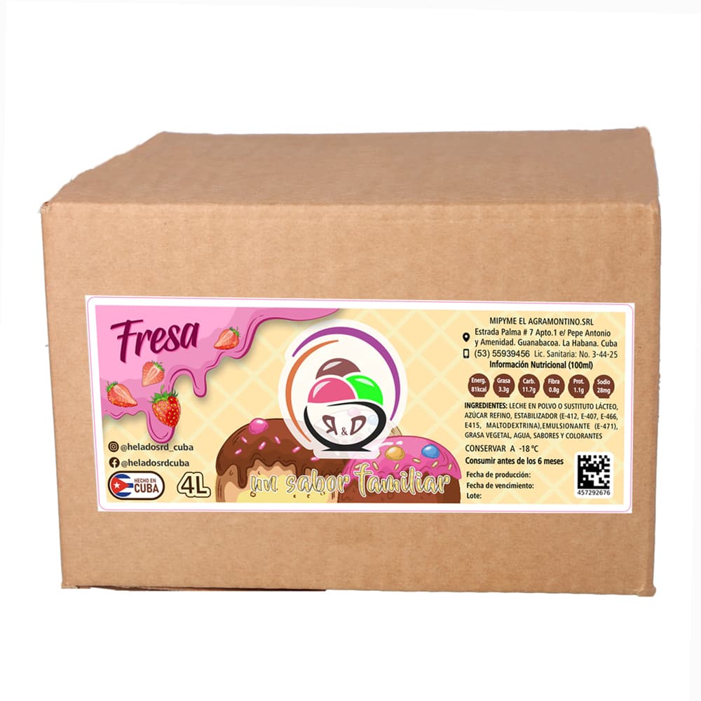 Helado sabor fresa R&D (4 L) - Imagen 1