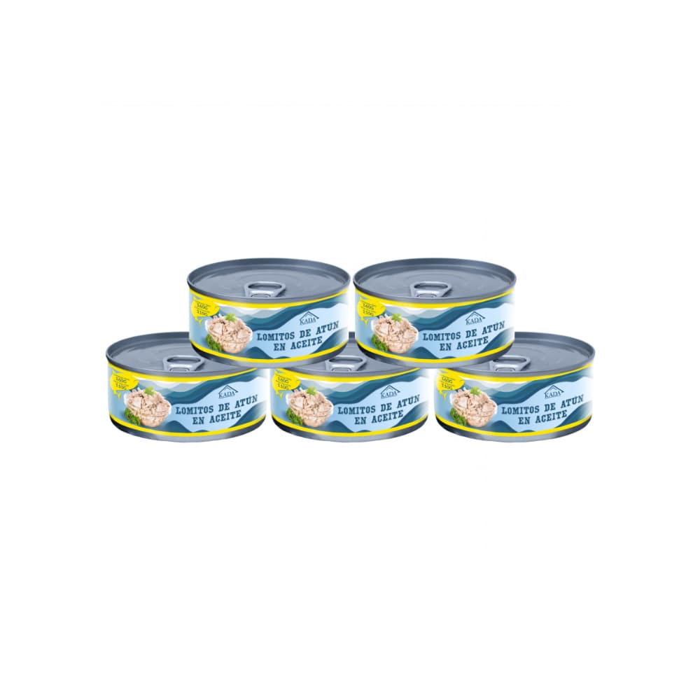 Atún en lomitos en aceite vegetal Kada (5 x 160 g / 5.6 oz) - Imagen 1