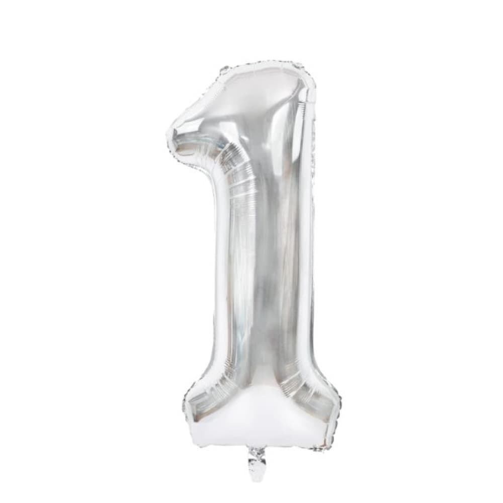 Globo plateado Número 1 Balloon (32 pulgadas) - Miniatura 2