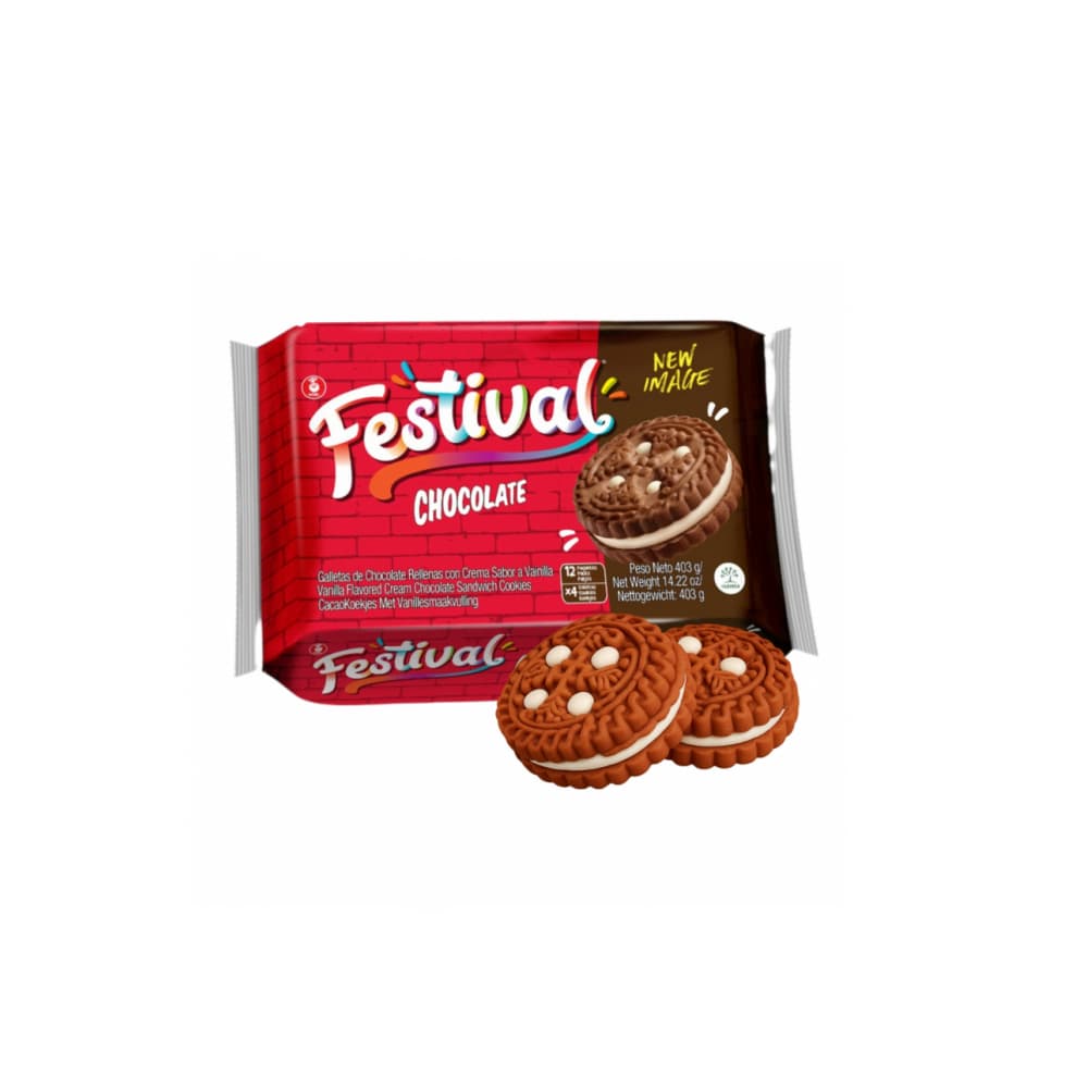 Galletas dulces de chocolate rellenas con crema sabor a vainilla Festival (403 g / 14.22 oz) - Imagen 1